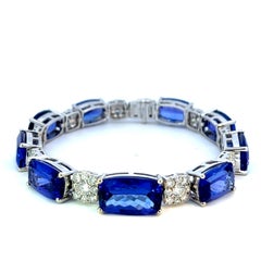 Exquisite Brilliance: 18KW Tanzanite Cushion Bracelet - Vivid AAA Quality