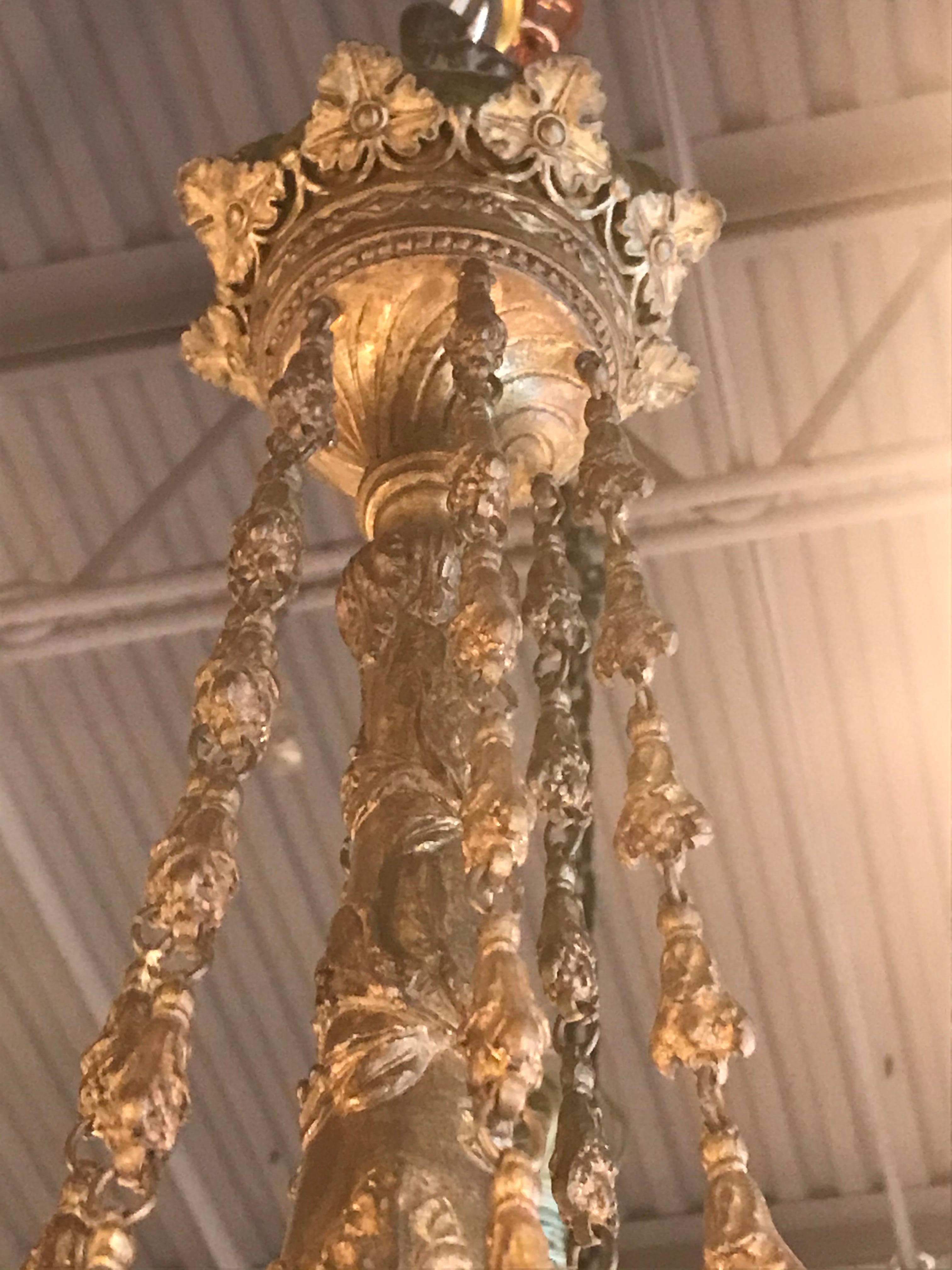 Louis XVI Exquisite Bronze Chandelier For Sale