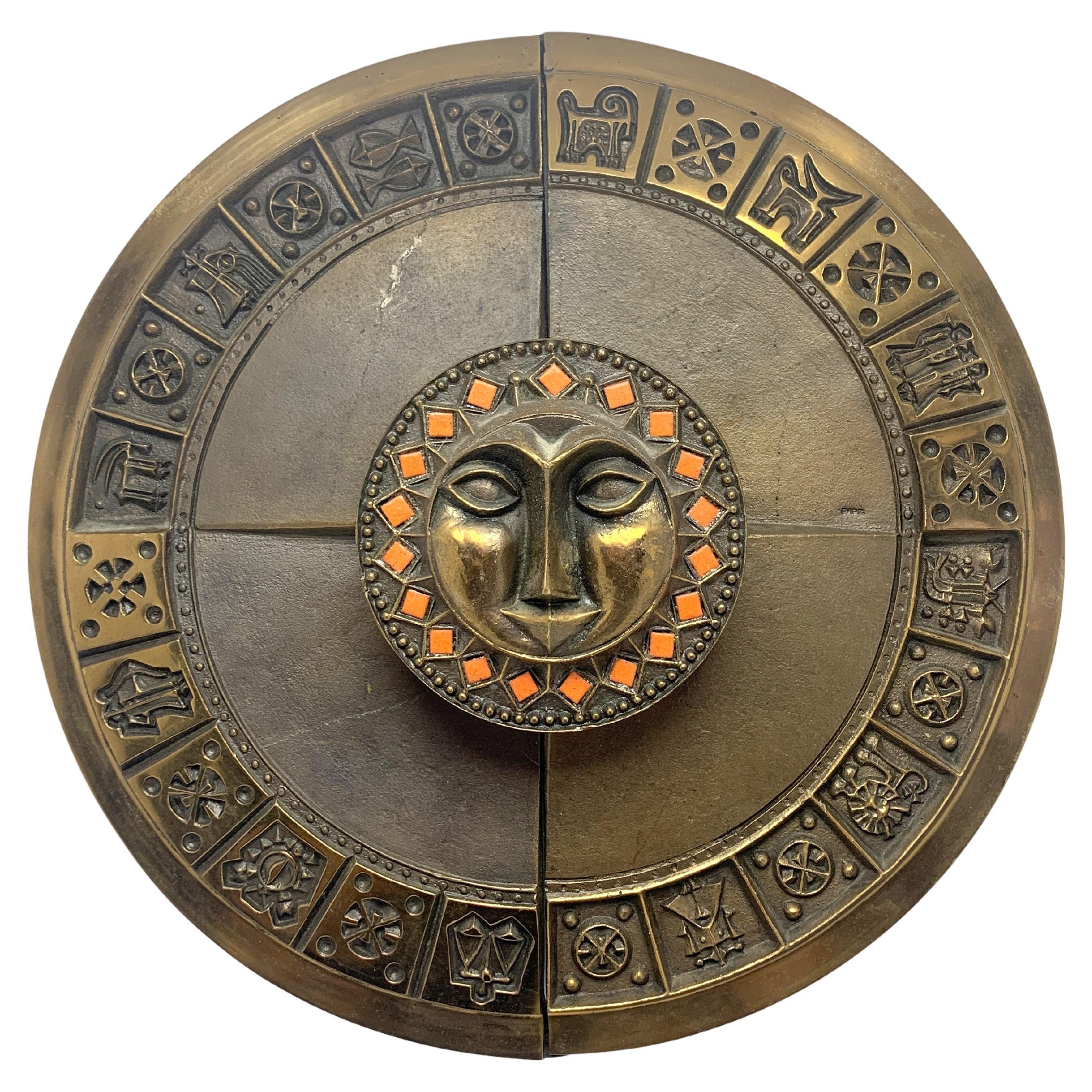 Exquisite Bronze Wall Plate with Enamel Decoration, 1960
s, 
50209
