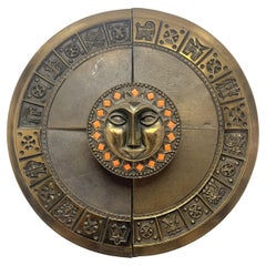 Exquisite Bronze Wall Plate with Enamel Decoration, 1960's, '50209'