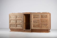 Exquisite Brutalist French Solid Oak Credenza, 1940s