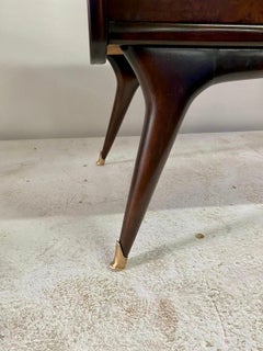 Exquisite Burl Wood Veneer and Brass Italian Commode from 1940's
