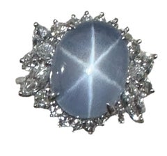 Exquisite Burma 8.17ct Star Sapphire & Diamond Platinum Ring & Cert