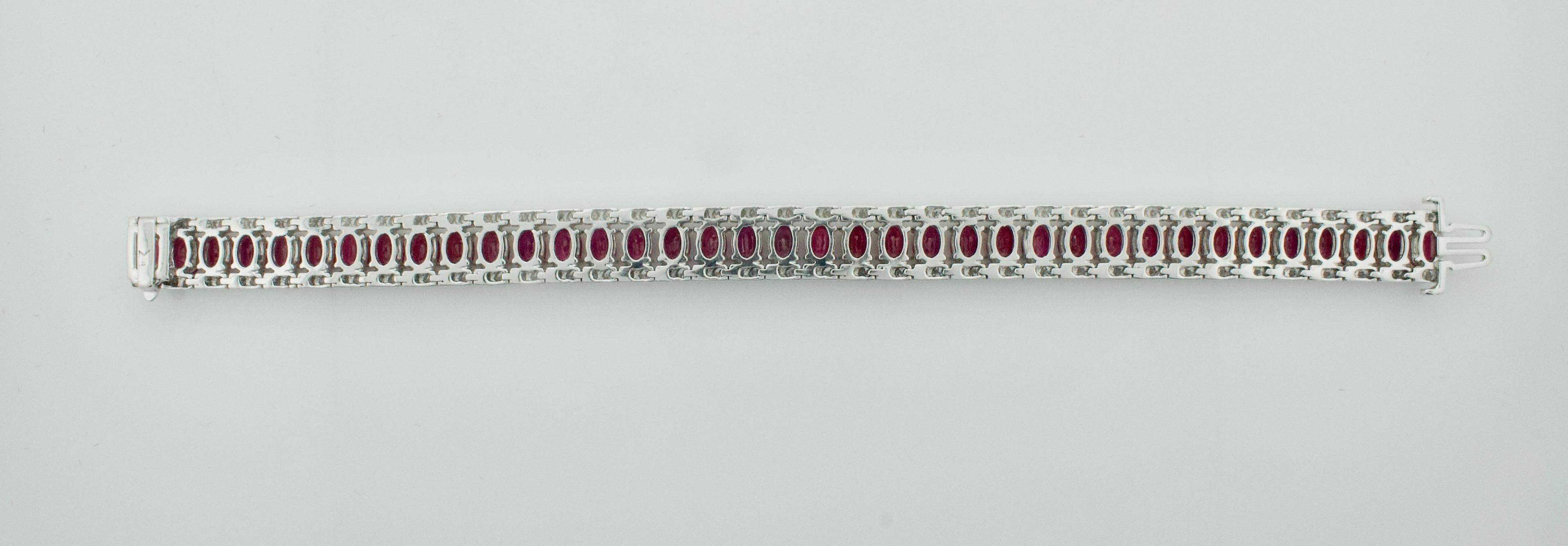 Oval Cut Exquisite Burmese Ruby and Diamond Bracelet with GIA Certification For Sale
