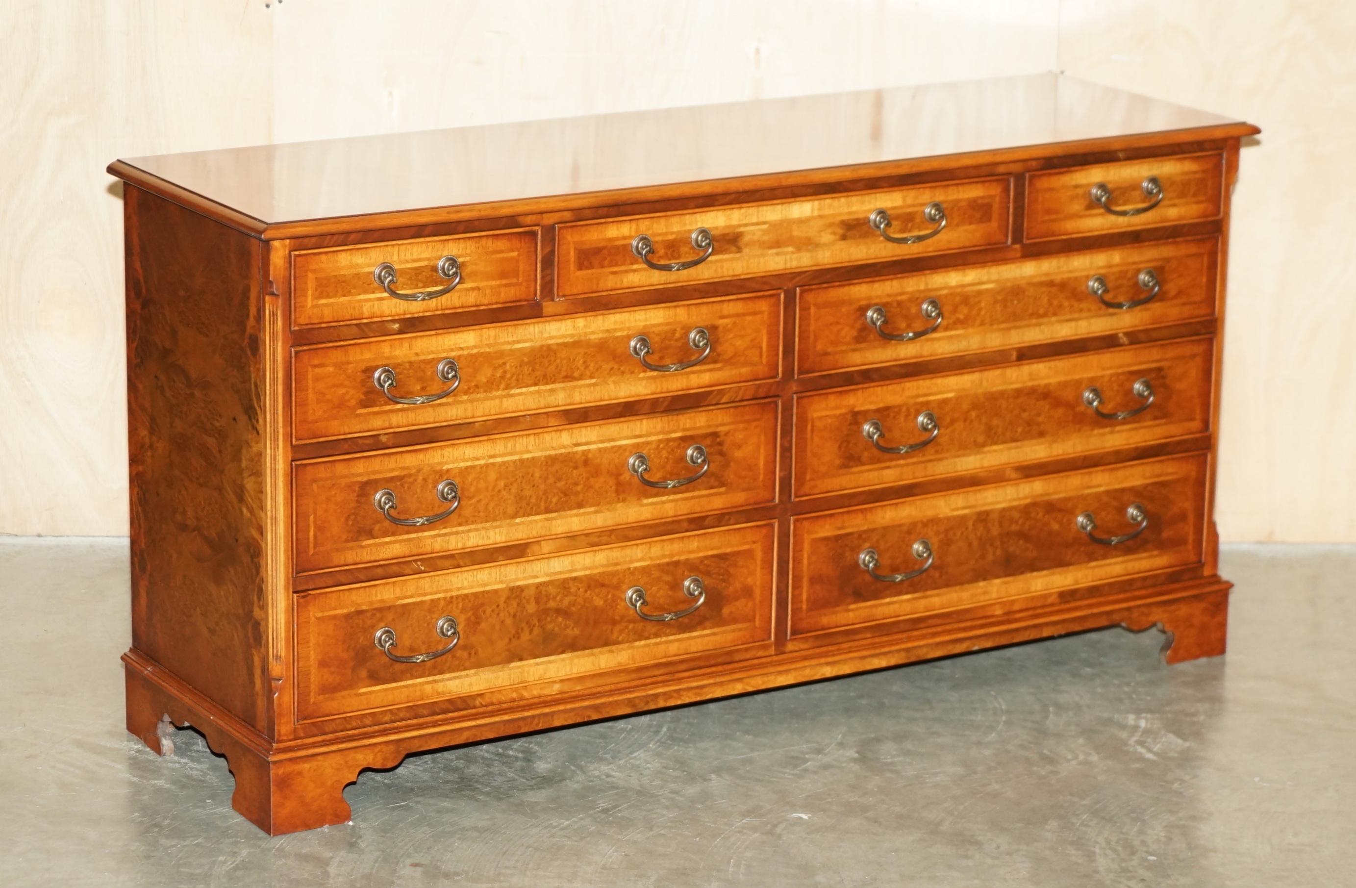 Royal House Antiques

Royal House Antiques is delighted to offer for sale this lovely vintage Burr & Burl Walnut sideboard, bank or chest of drawers

Please note the delivery fee listed is just a guide, it covers within the M25 only for the UK and