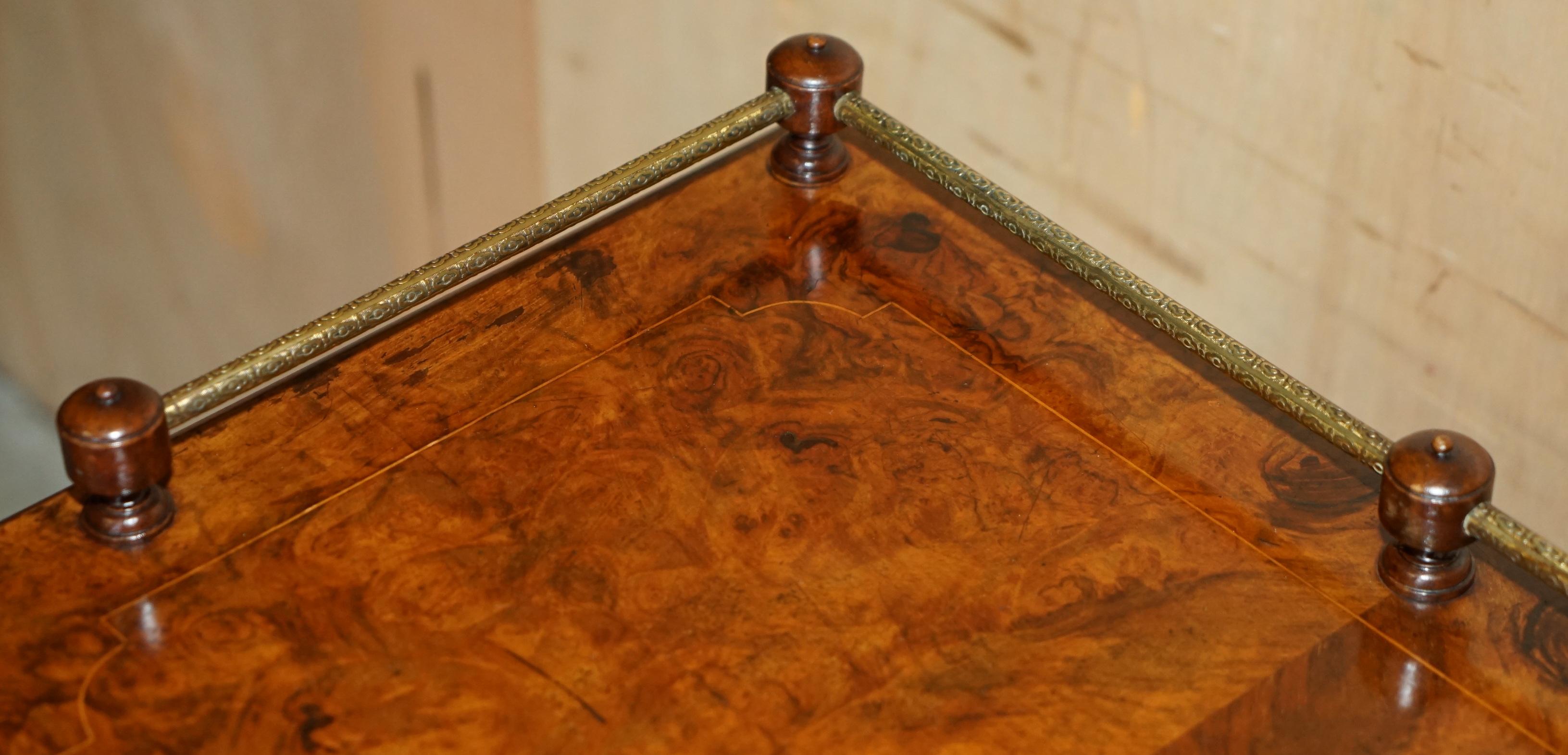 UNITA' DI CANTERBURIA IN NOCE BURR CIRCA 1840 CON BINARIO A GALLERIA IN OTTONE in vendita 2