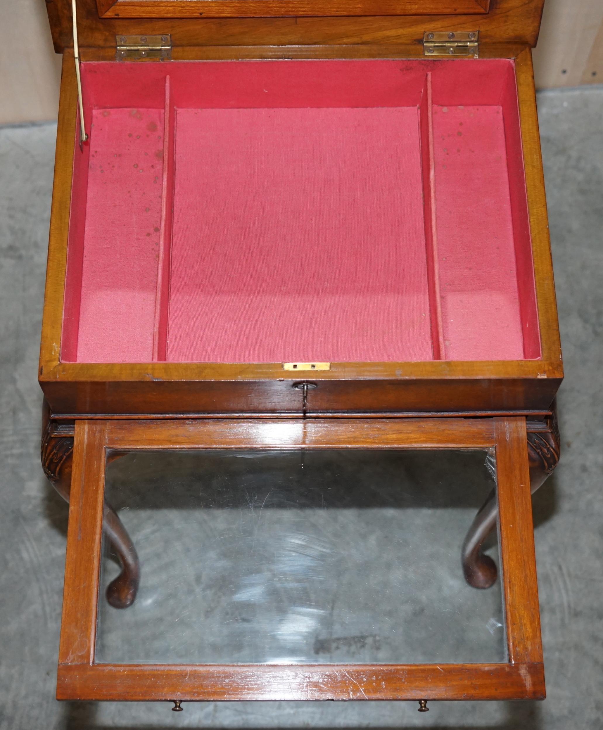 Exquisite Burr Walnut Jewellery Box Burr Walnut Side End Table with Glass Shelf For Sale 12