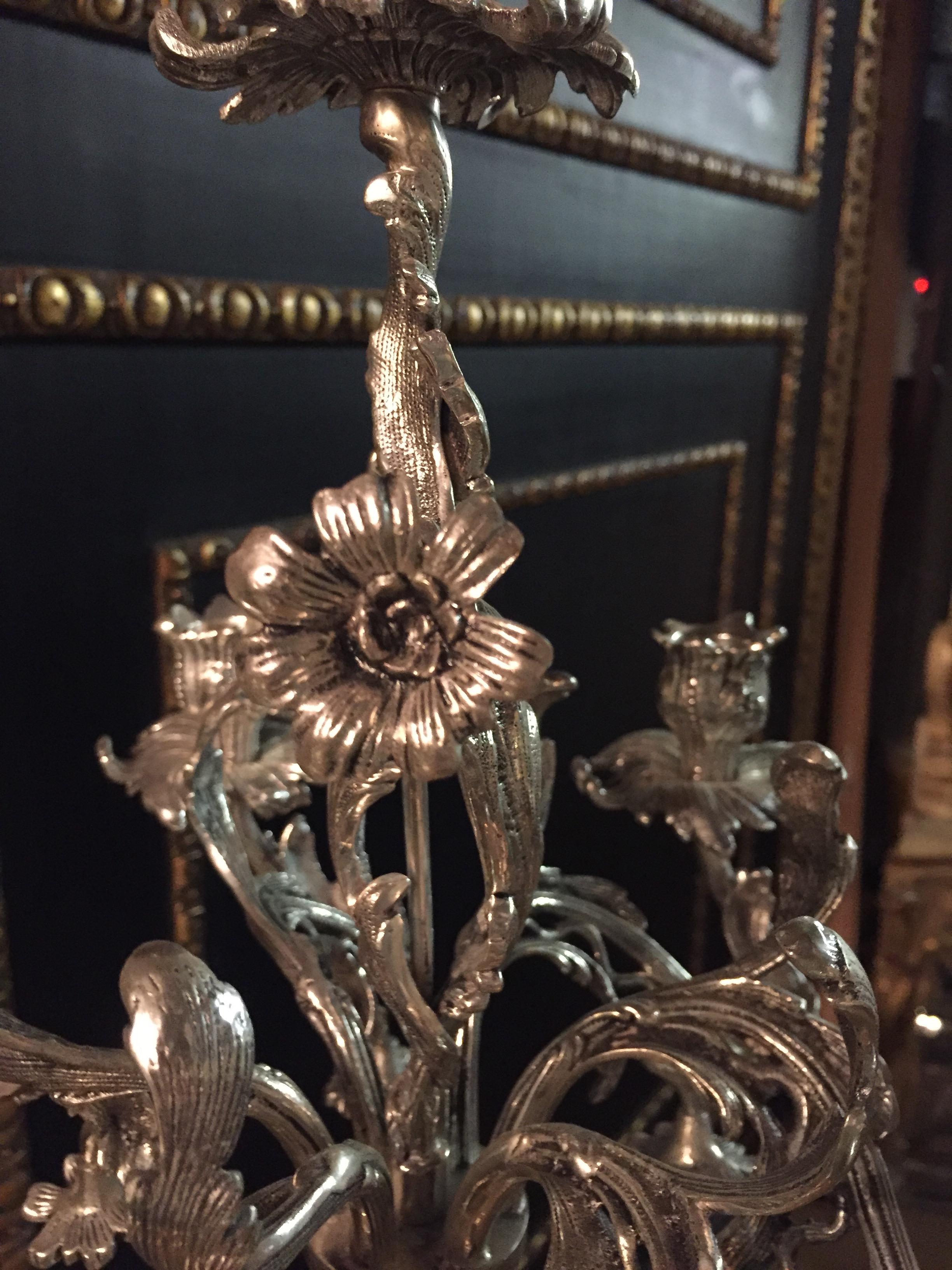 Brass Exquisite Candelabra in Rococo Style For Sale