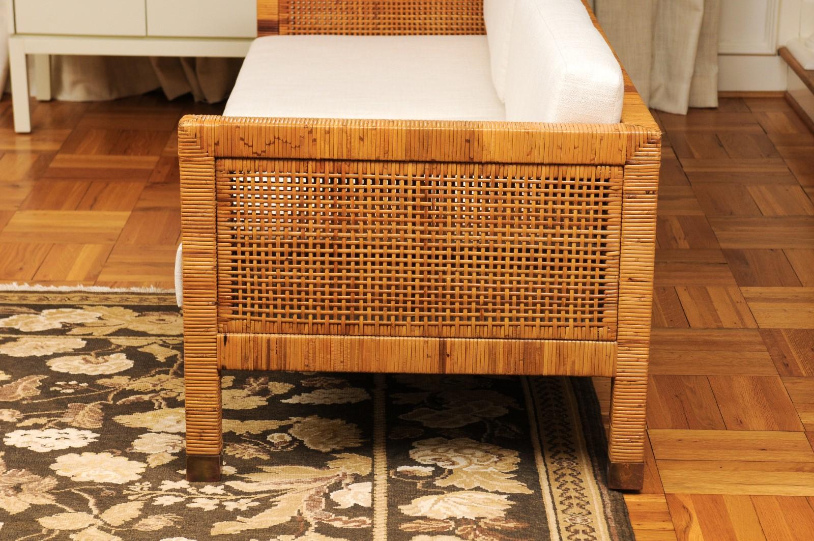 Exquisite Restored Cane Tuxedo Sofa by Bielecky Brothers - Pair Available For Sale 4