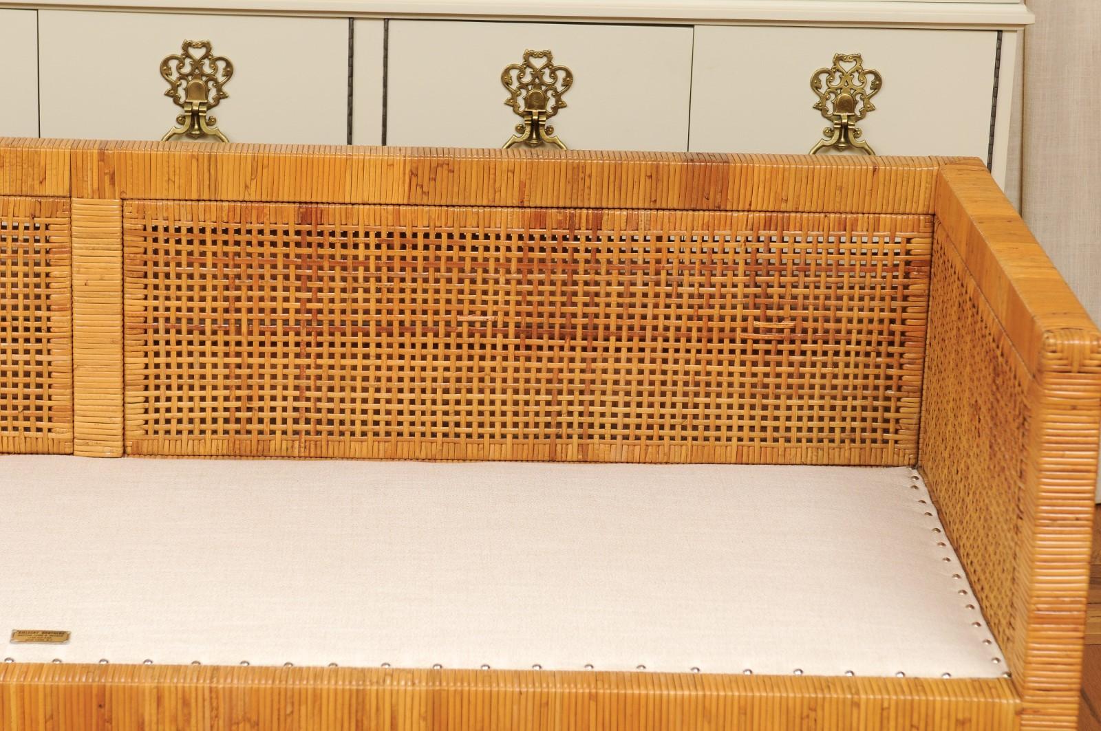 Exquisite Restored Cane Tuxedo Sofa by Bielecky Brothers - Pair Available For Sale 8