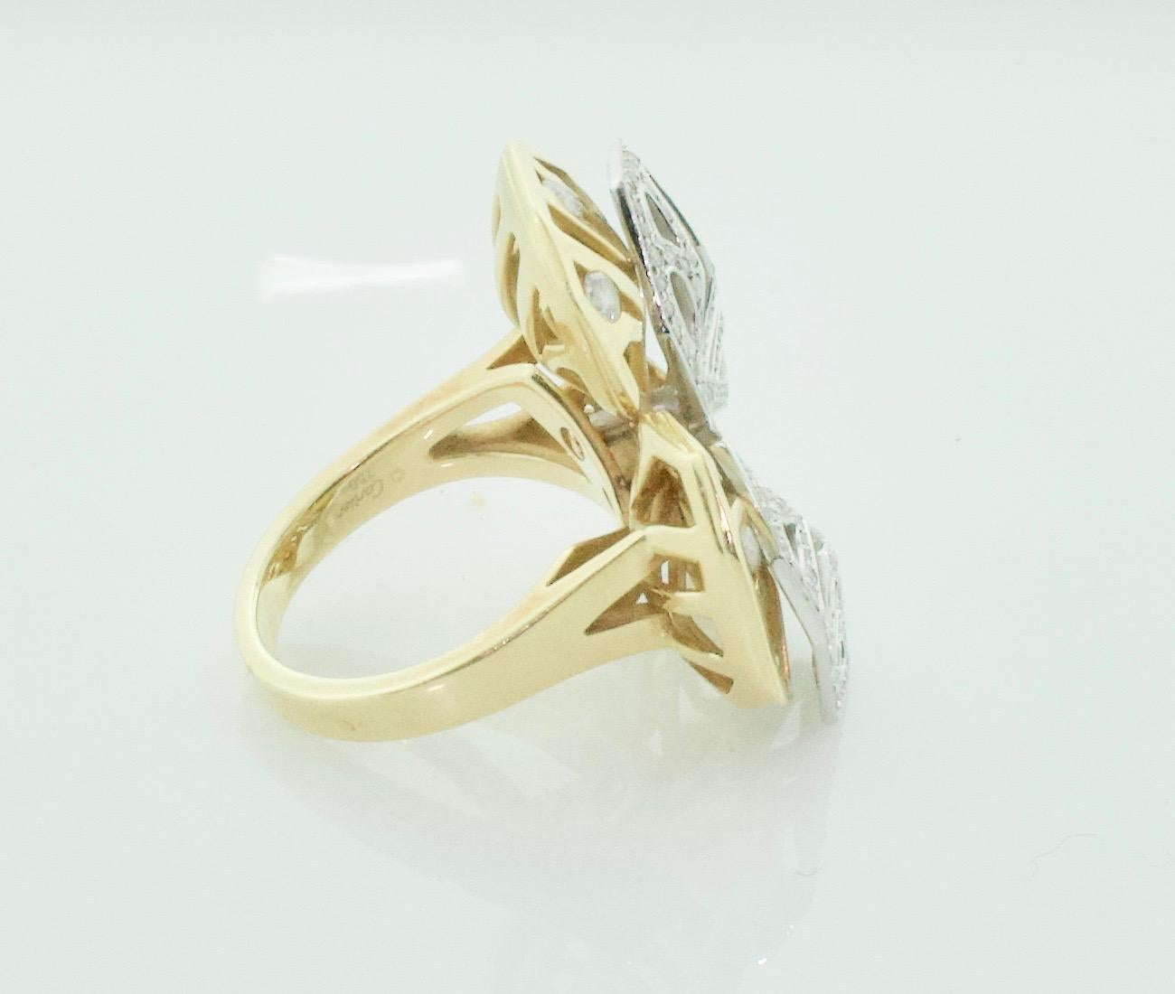 Exquisite Cartier 18k Yellow and White Gold Diamond Ring - Caresse d'Orchidees In Excellent Condition In Wailea, HI