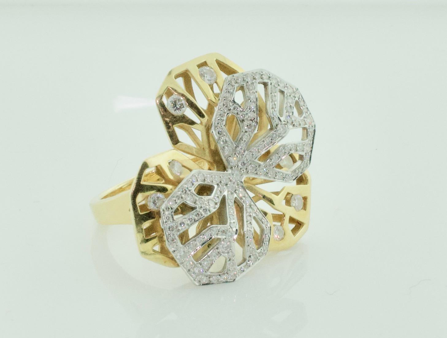 Exquisite Cartier 18k Yellow and White Gold Diamond Ring - Caresse d'Orchidees 1