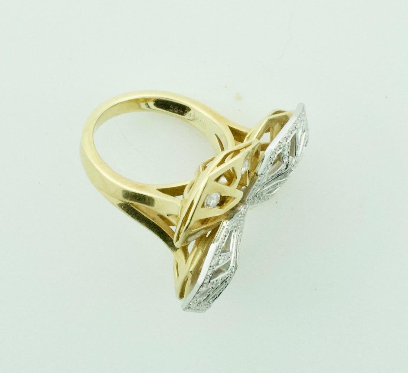 Exquisite Cartier 18k Yellow and White Gold Diamond Ring - Caresse d'Orchidees 3