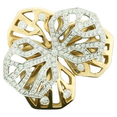 Exquisite Cartier 18k Yellow and White Gold Diamond Ring - Caresse d'Orchidees