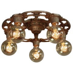 Exquisite Ceiling Mount Chandelier with Five Lights, circa 1920s