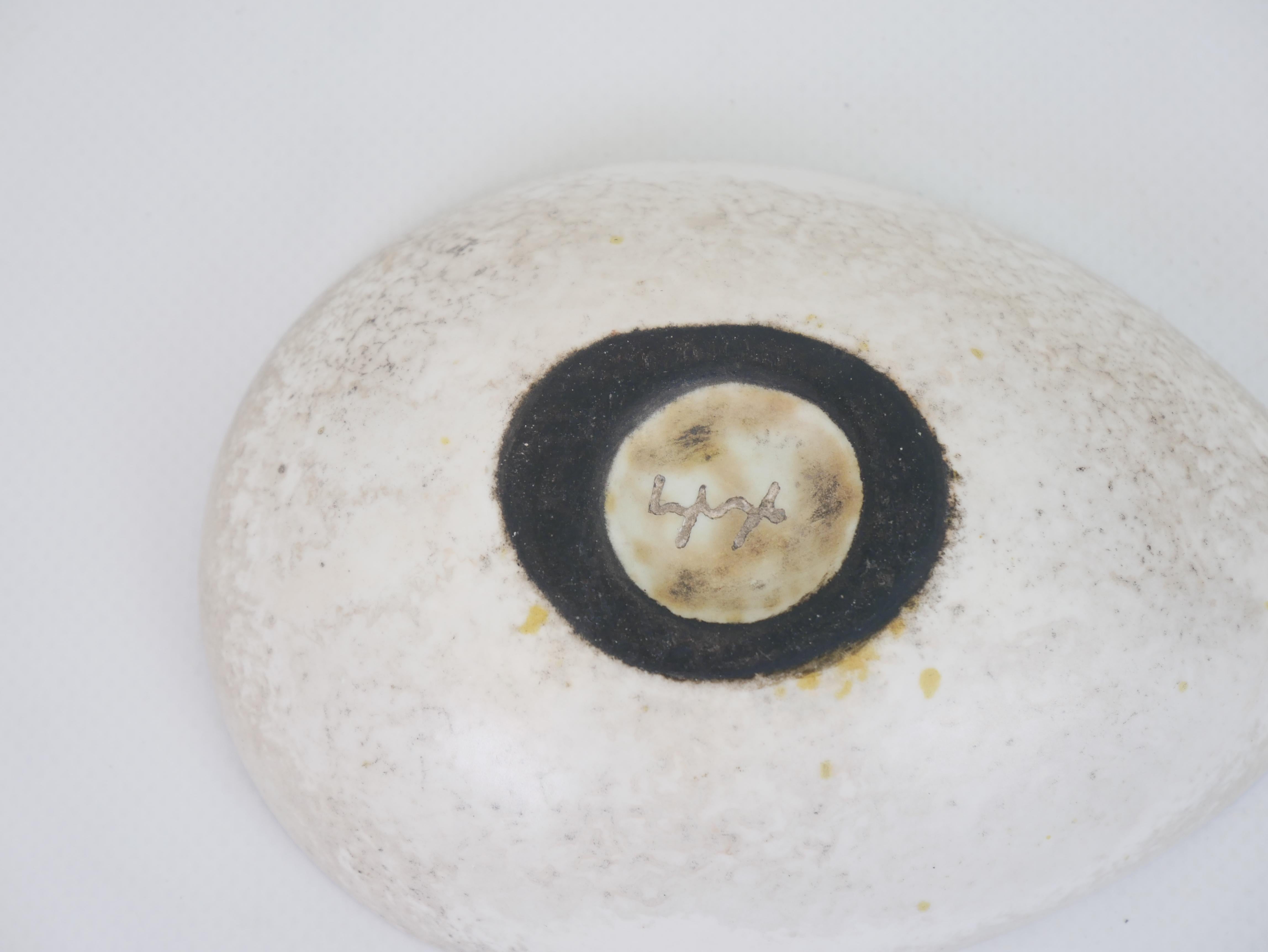 Exquisite ceramic box or tidy in the shape of a pebble by Hans Hedberg For Sale 9
