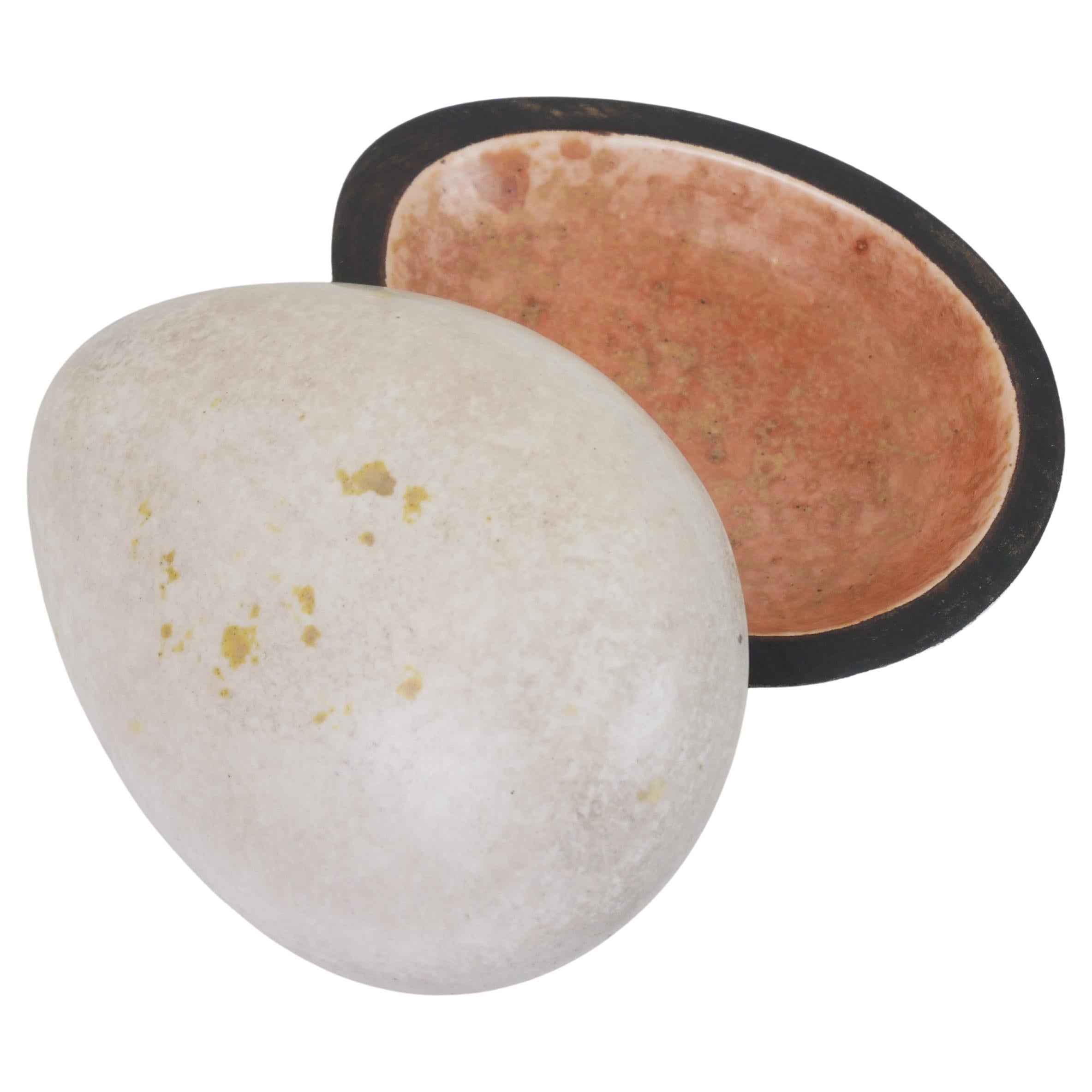 Exquisite ceramic box or tidy in the shape of a pebble by Hans Hedberg