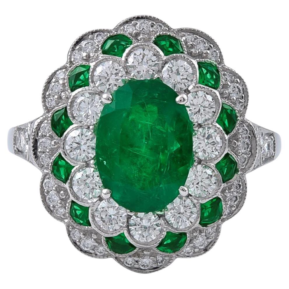 Sophia D. 2.33 Carat Emerald and Diamond Art Deco Ring For Sale