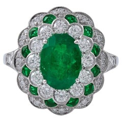 Sophia D. 2.33 Carat Emerald and Diamond Art Deco Ring