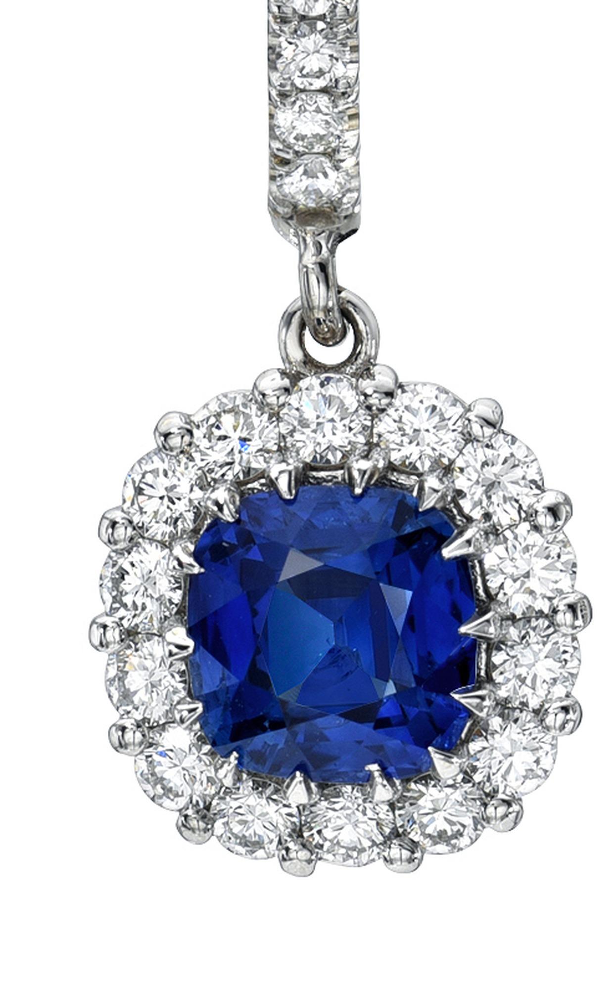 Squisiti orecchini di diamanti con zaffiro blu di Ceylon - 1stDibs Sapphire Jewelry in vendita 1