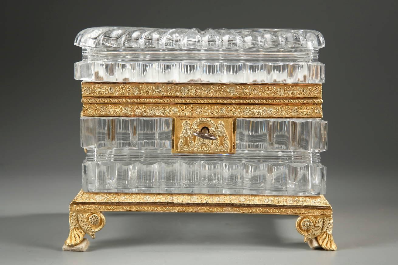French Exquisite Charles X Cut-Crystal Casket
