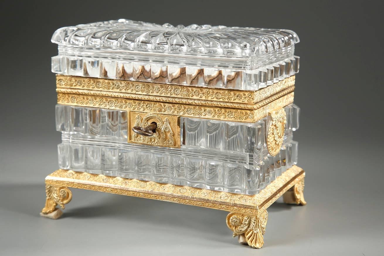 Early 19th Century Exquisite Charles X Cut-Crystal Casket