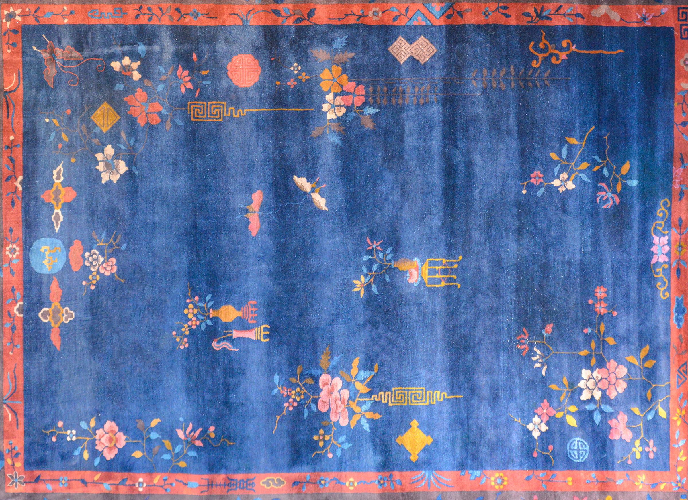 Vegetable Dyed Exquisite Chinese Art Deco Rug For Sale