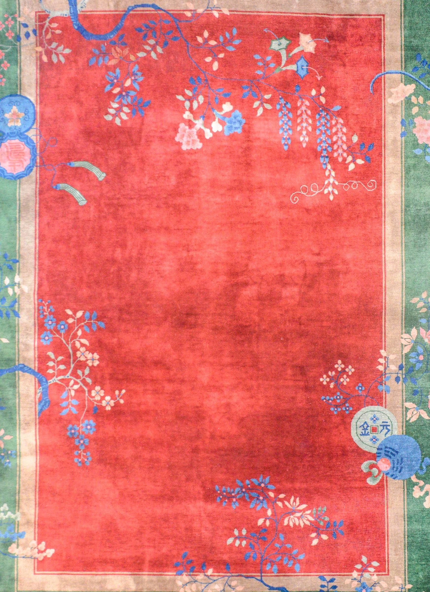 Vegetable Dyed Exquisite Chinese Art Deco Rug For Sale