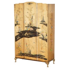 Used EXQUISITE CHINESE EXPORT CHINOiSERIES WALNUT DOUBLE WARDROBE PART OF A SUITE