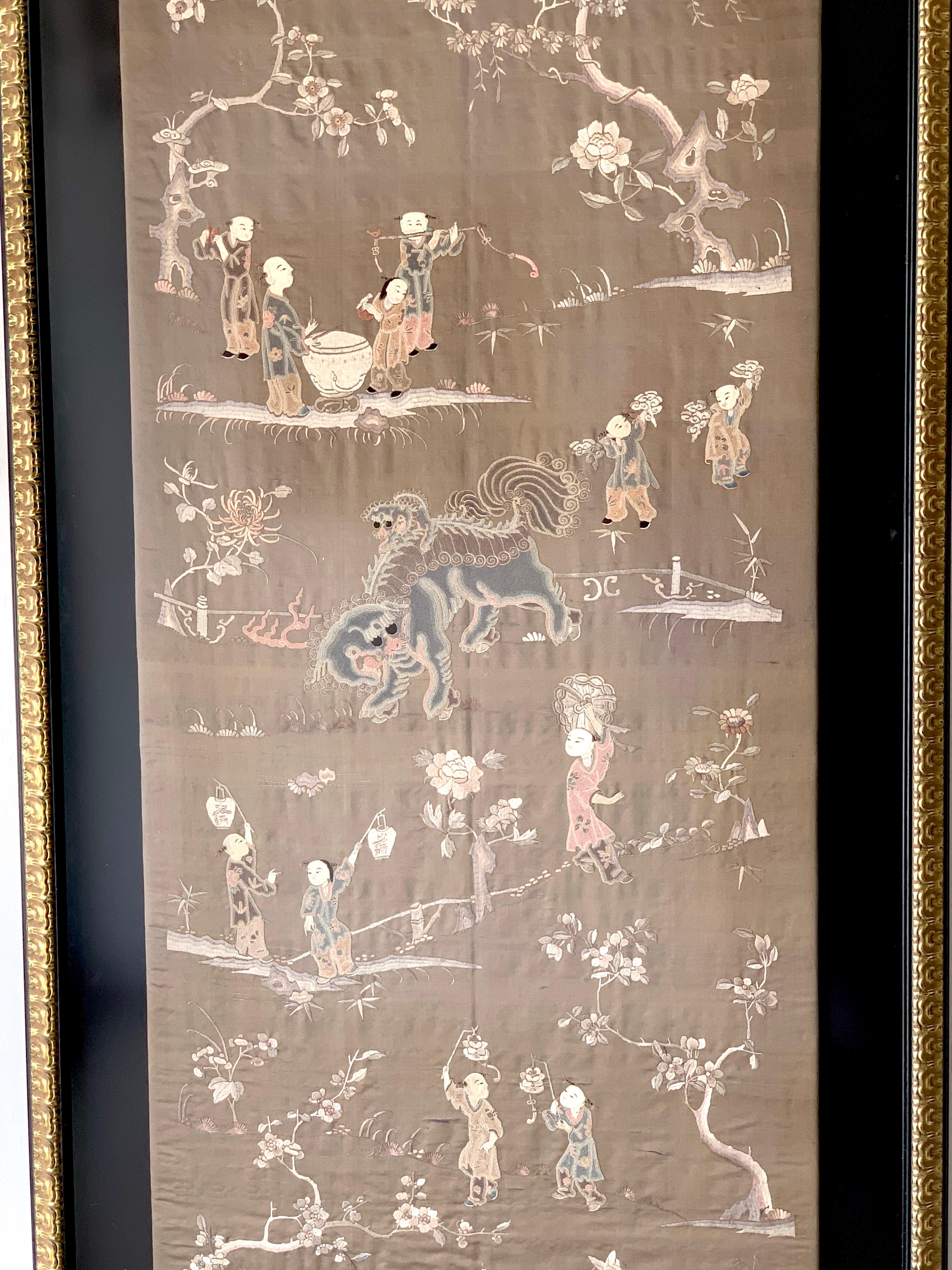 Exquisite Chinese Export Landscape Silk Embroidery In Good Condition For Sale In Atlanta, GA