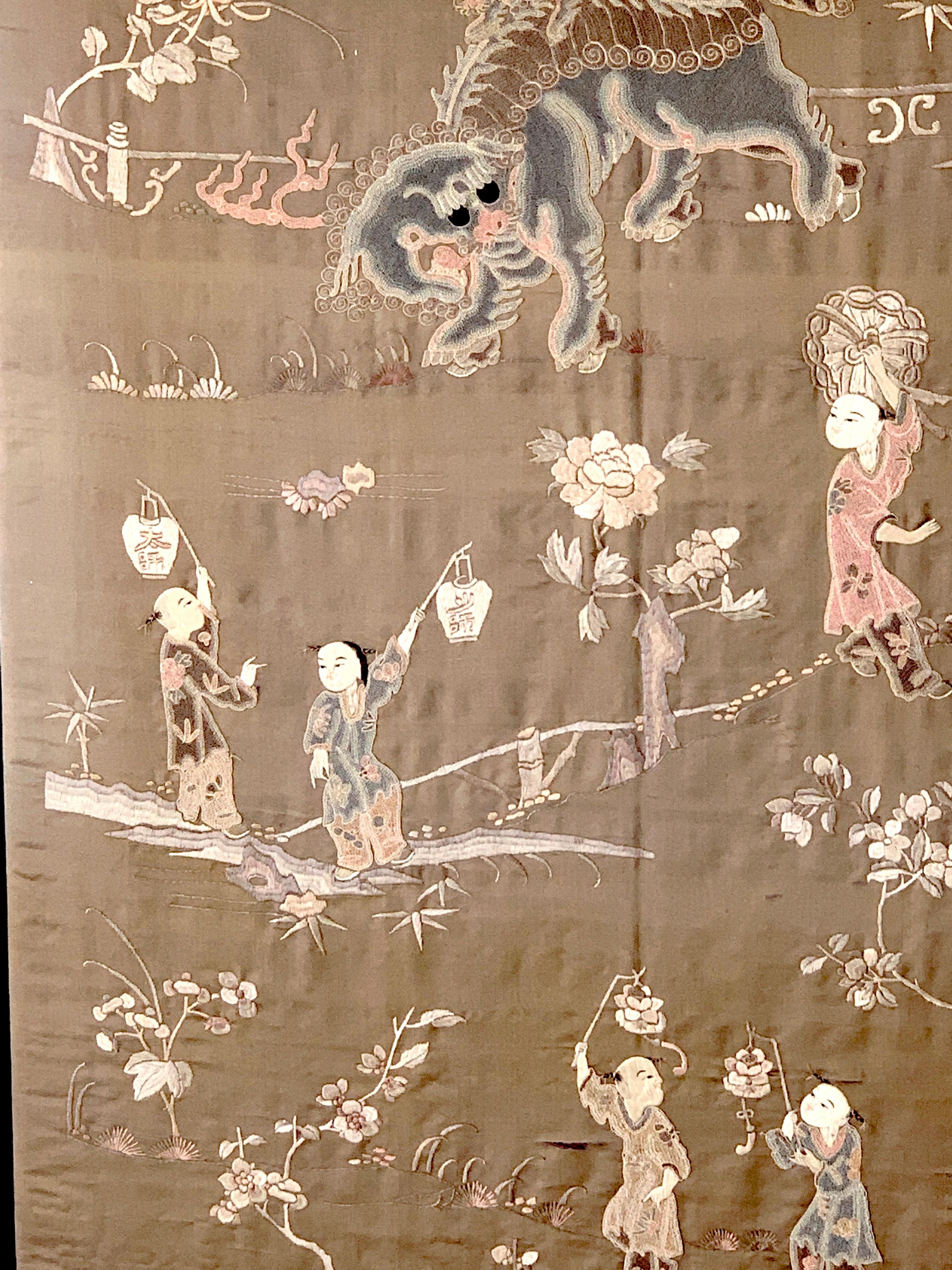20th Century Exquisite Chinese Export Landscape Silk Embroidery For Sale