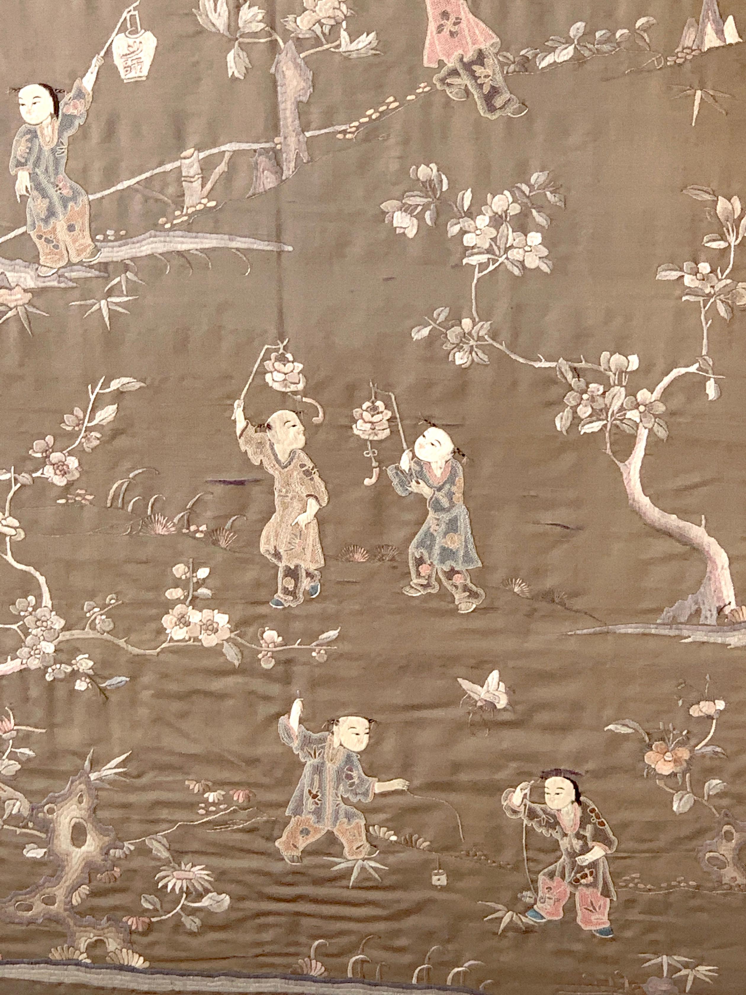 Exquisite Chinese Export Landscape Silk Embroidery For Sale 1