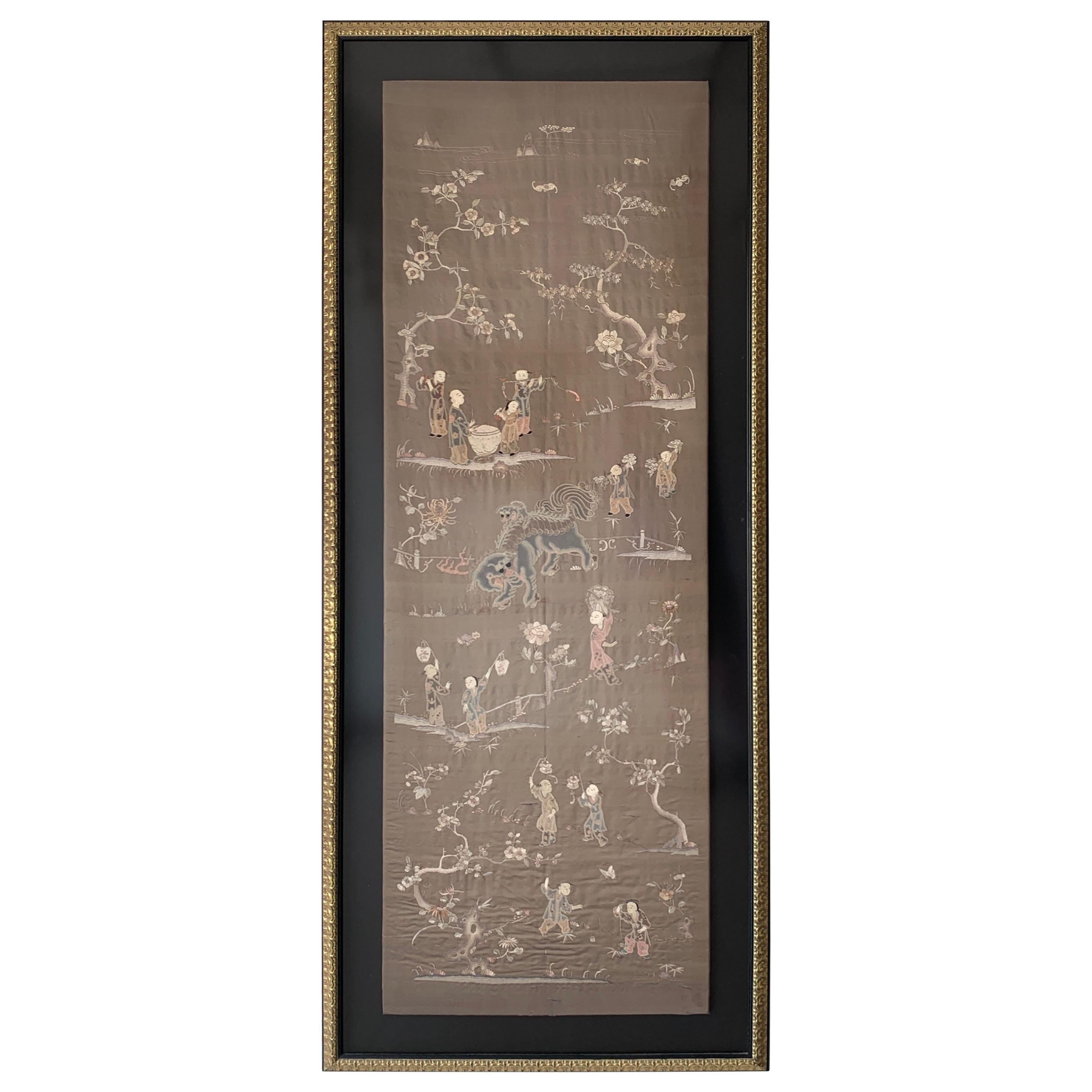 Exquisite Chinese Export Landscape Silk Embroidery For Sale