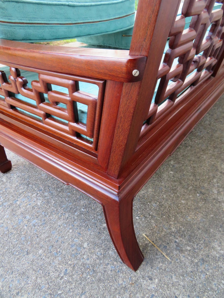 Exquisite Chinoiserie Ming Style Carved Rosewood Sofa Asian Modern at