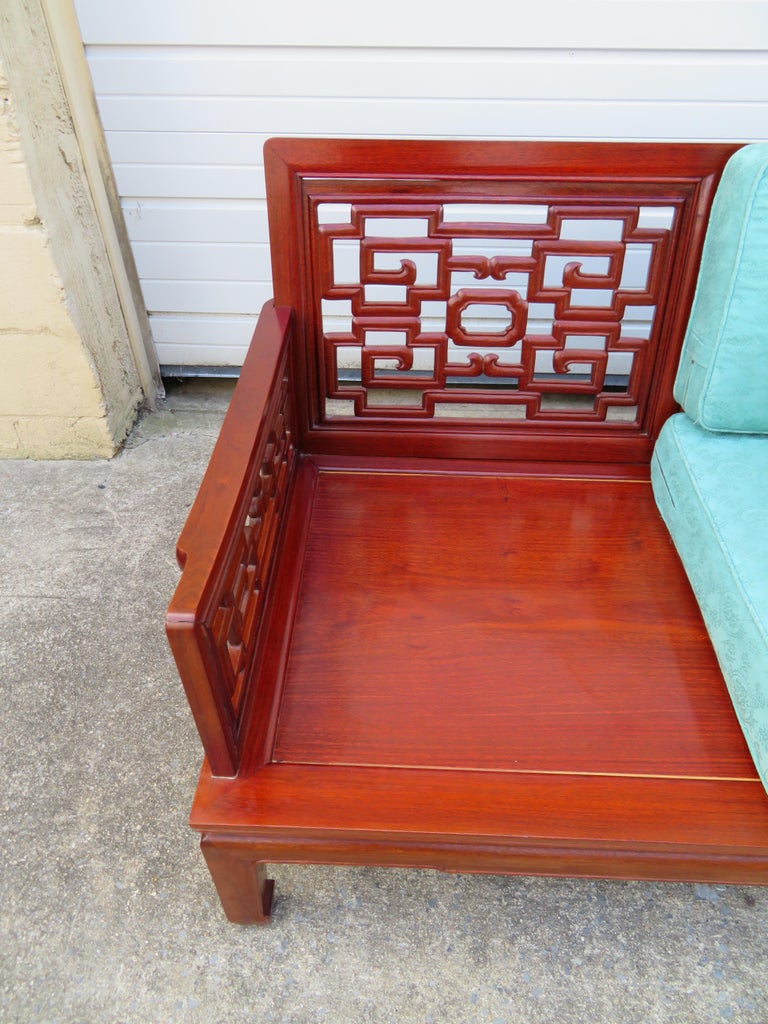 Exquisite Chinoiserie Ming Style Carved Rosewood Sofa Asian Modern at