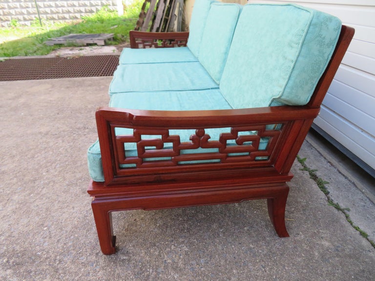Exquisite Chinoiserie Ming Style Carved Rosewood Sofa Asian Modern at