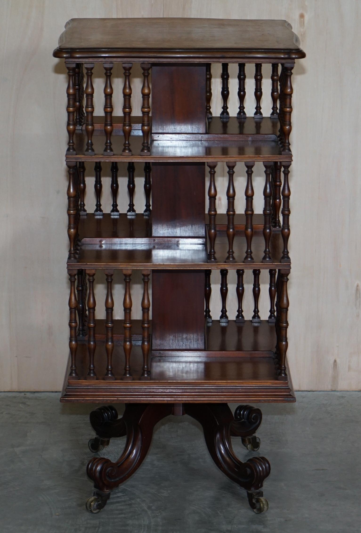 High Victorian Exquisite circa 1880 Antique Victorian Hardwood Revolving Bookcase Book Table