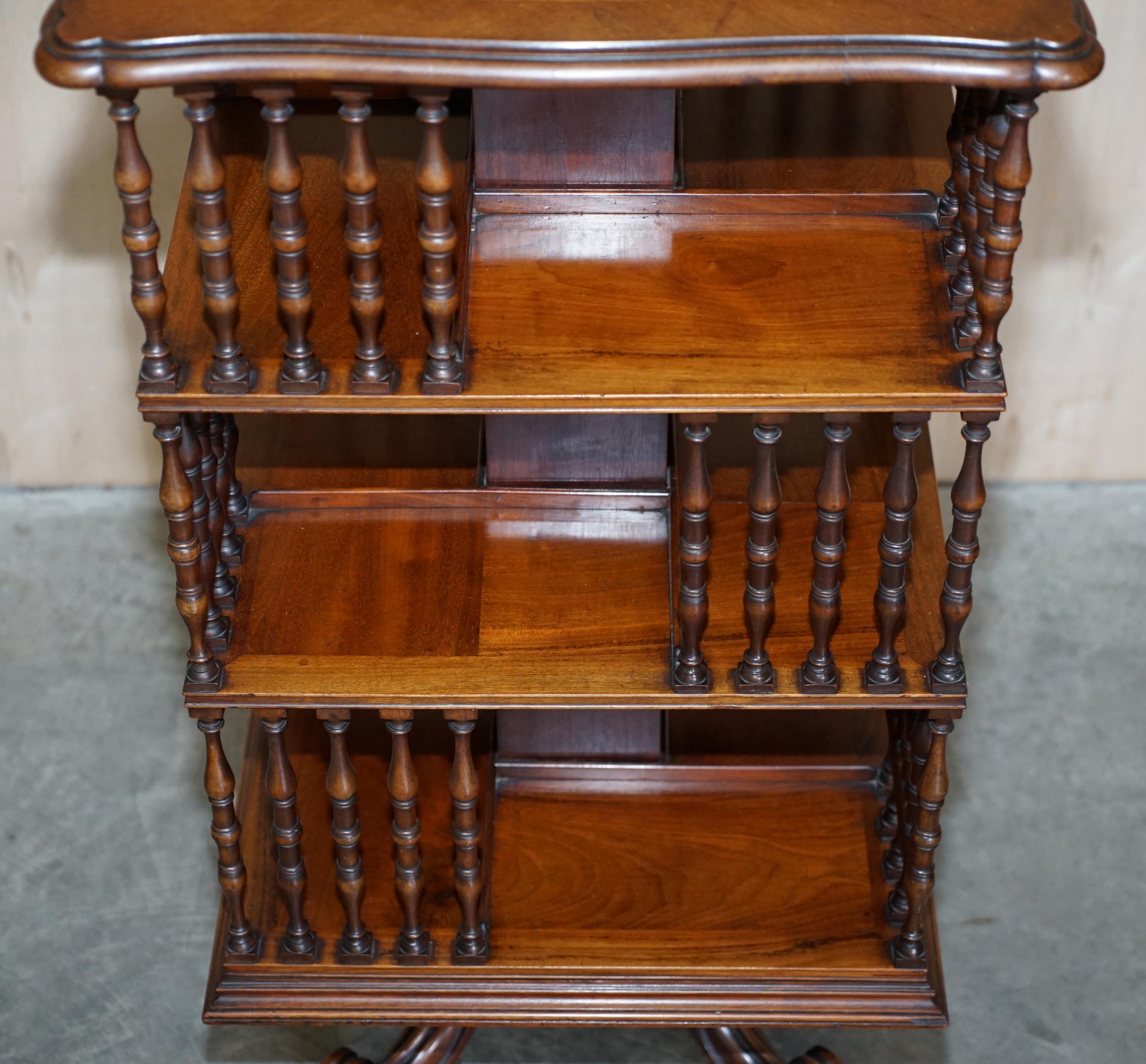 Exquisite circa 1880 Antique Victorian Hardwood Revolving Bookcase Book Table 1