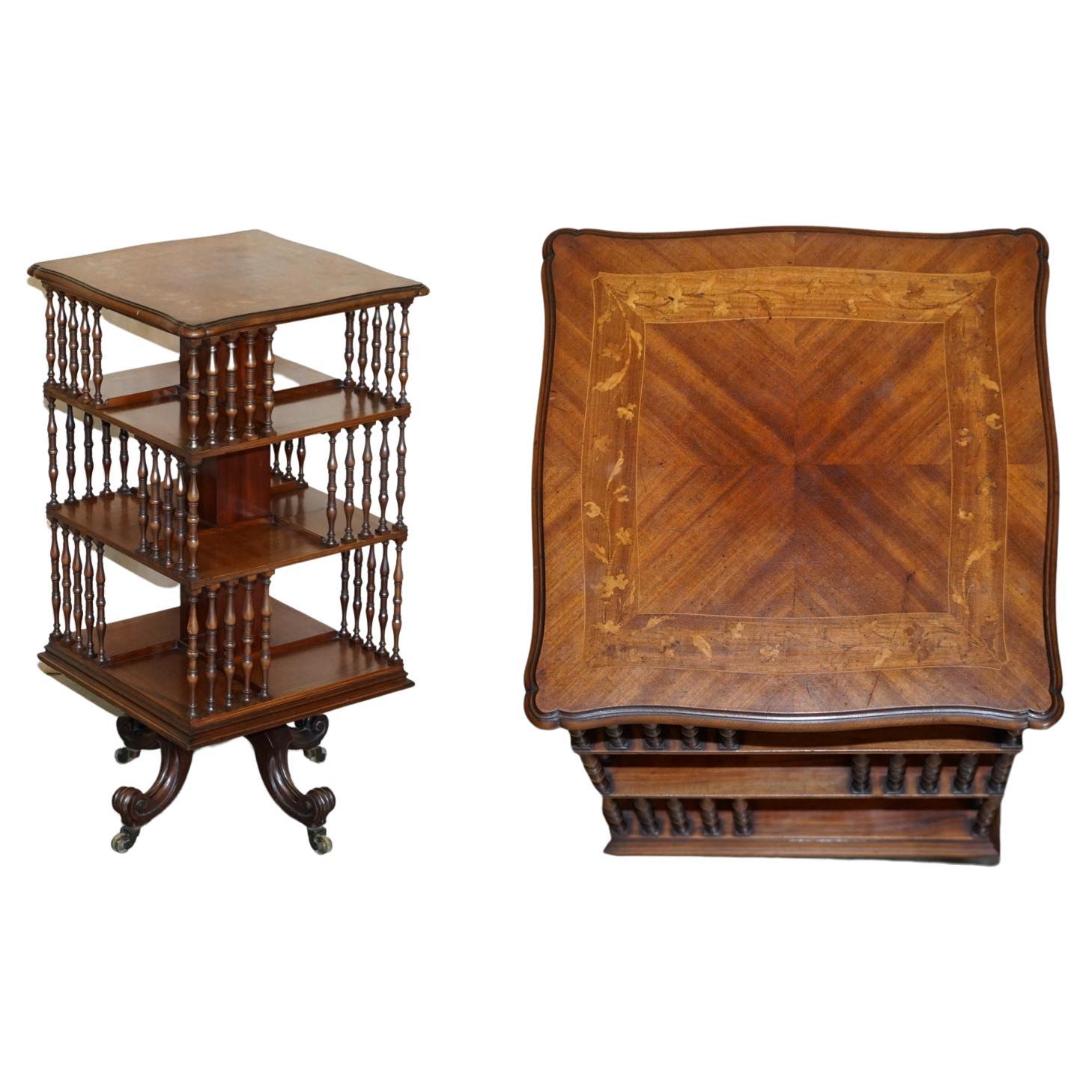 Exquisite circa 1880 Antique Victorian Hardwood Revolving Bookcase Book Table
