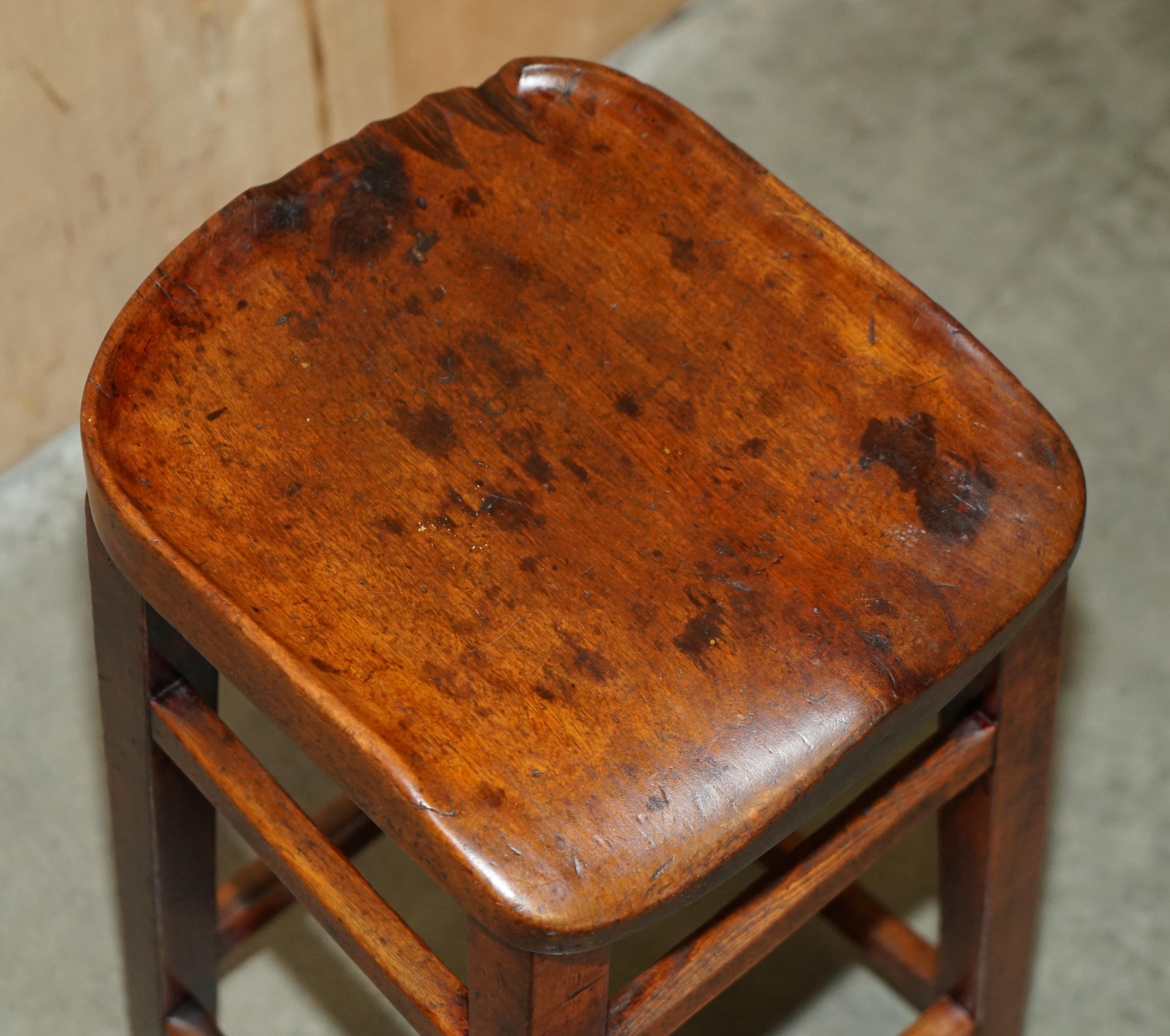 Hand-Crafted EXQUISITE CIRCA 1880 HAND MADE FRUiTWOOD DRAFTSMAN ARTIST STOOL STUNNING PATINA For Sale