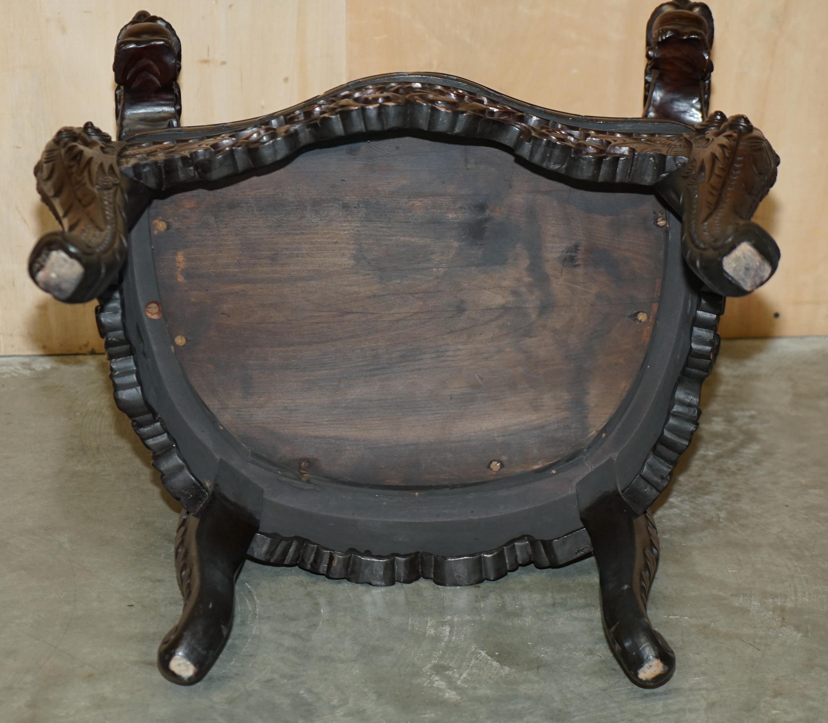 EXQUISITE CIRCA 1880 ARMCHAiR DE DRAGON CHINOIS EN BOIS CARACTERE DYNASTIQUE DE LA VILLE DE QING en vente 12