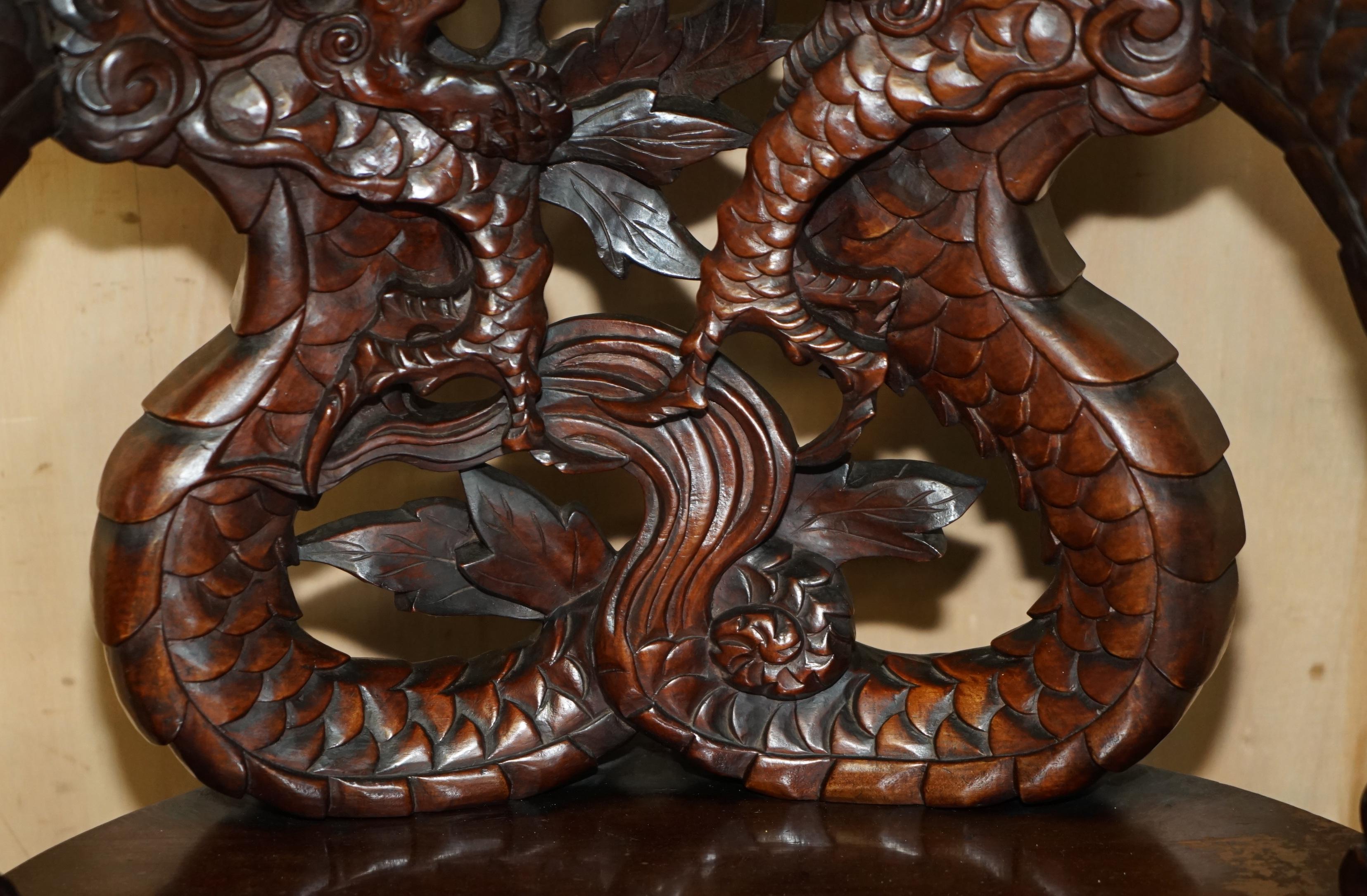 Late 19th Century EXQUISITE CIRCA 1880 QING DYNASTY CARVED HARDWOOD CHINESE DRAGON ARMCHAiR For Sale