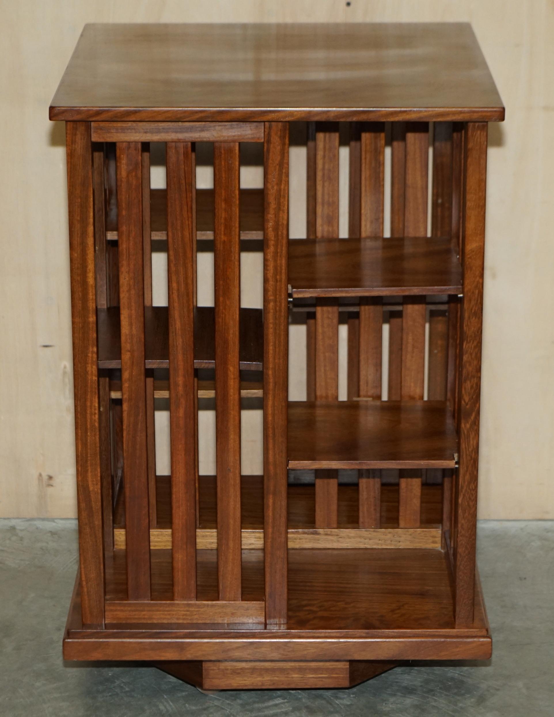 Exquisite circa 1920 Antique Art Deco Hardwood Revolving Bookcase Book Table 13