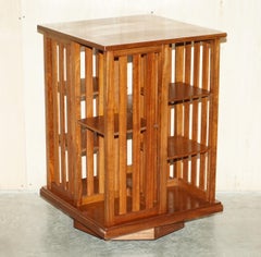 Exquisite circa 1920 Antique Art Deco Hardwood Revolving Bookcase Book Table