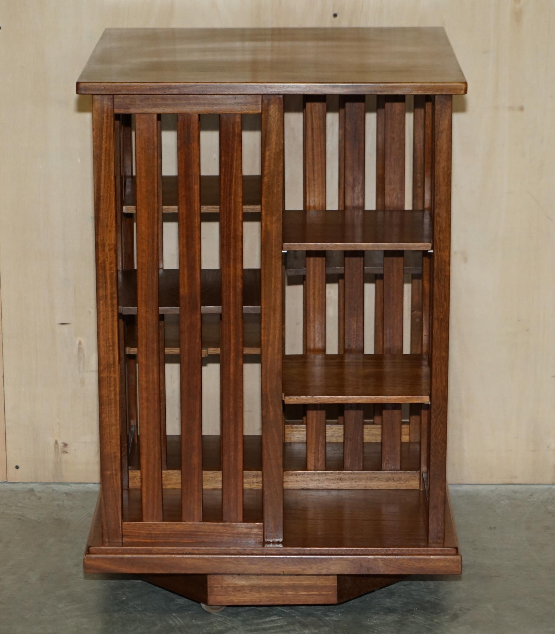 English Exquisite circa 1920 Antique Art Deco Hardwood Revolving Bookcase Book Table For Sale