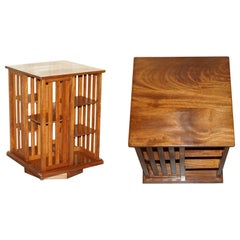Exquisite circa 1920 Antique Art Deco Hardwood Revolving Bookcase Book Table
