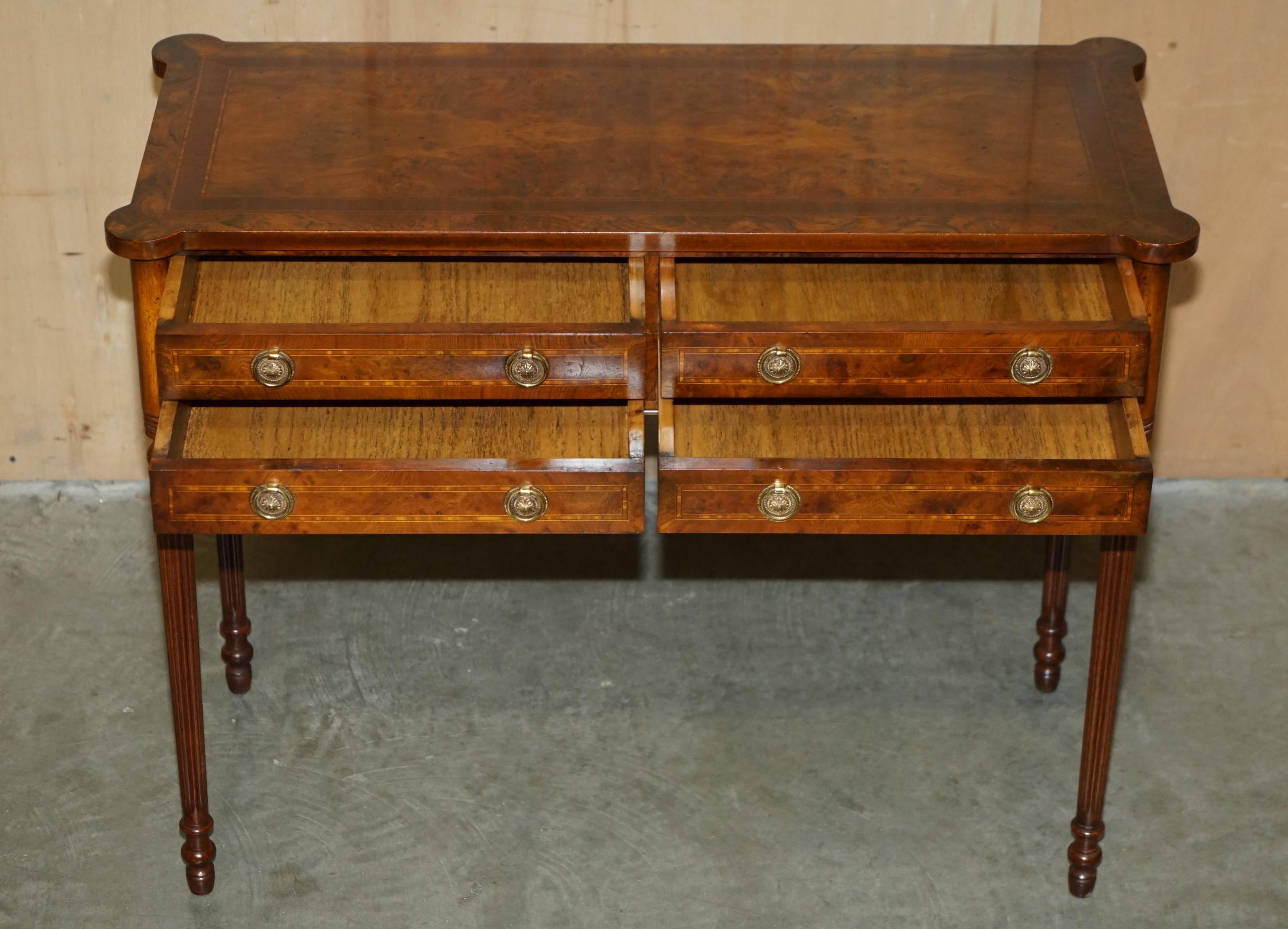 EXQUISITE CIRCA 1920 BURR ELM & SATiNWOOD FRENCH POLISHED RESTORED CONSOLE TABLE For Sale 11