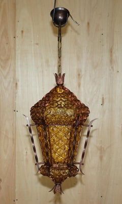EXQUISITE CIRCA 1940's MURANO MOUTH BLOWN GLASS ART NOUVEAU PENDANT LIGHT