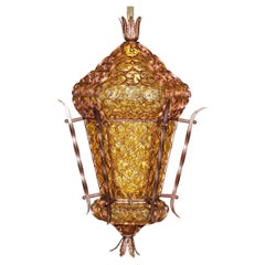 EXQUISITE CIRCA 1940's MURANO MOUTH BLOWN GLASS ART NOUVEAU PENDANT LIGHT