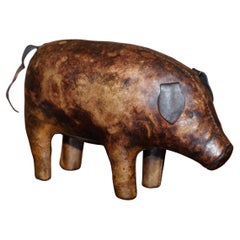 Exquisite circa 1950's Abercrombie & Fitch Leather Pig Stool Liberty's Omersa